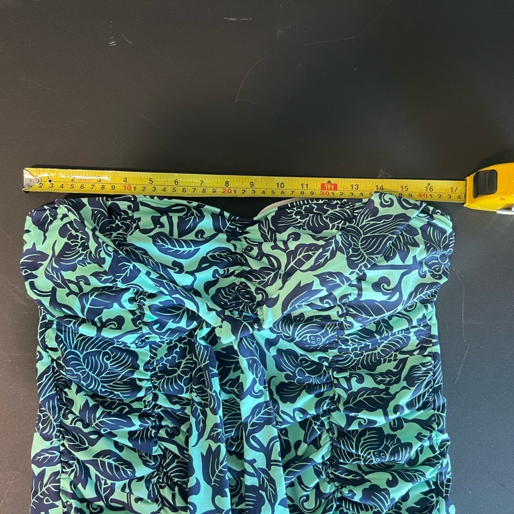 Lands' End Mint green and Navy Floral Swimsuit Halter Top Size 14 - Picture 5 of 8